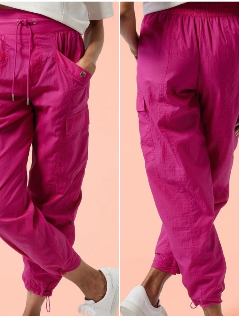 Athleta Alicia KEYS Magenta High Waist Utility Pant  Parachute Cargo Joggers 2